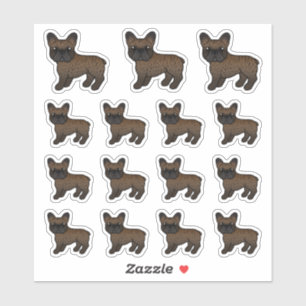 Gestreepte Franse Bulldog Schattige Cartoon Honden Sticker