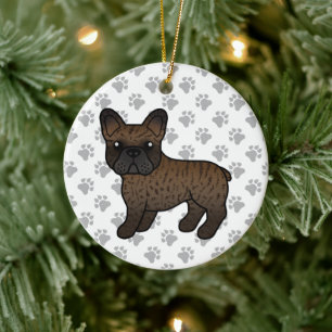 Gestreepte Franse Bulldog Zacht Kartonnen Hond Keramisch Ornament