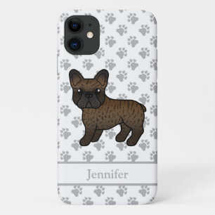 Gestreepte Franse Bulldog Zacht Kartonnen Hond & N iPhone 11 Hoesje