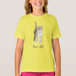 Gestreepte Gele Kitten T-shirt