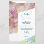 Gestreepte Gemstone | Mauve Dinner Menu Kaart (Voorkant / Achterkant)