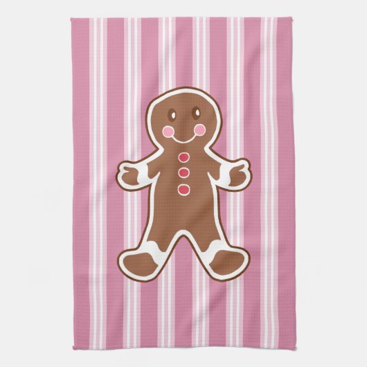 Gestreepte Gingerbread Boy Keukendoek Theedoek (Verticaal)