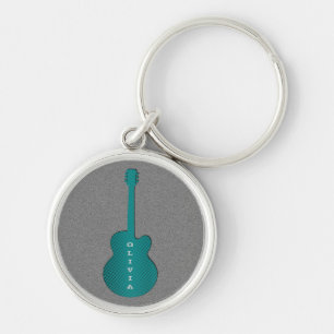 Gestreepte gitaar Sleutelhanger, Turquoise Sleutelhanger