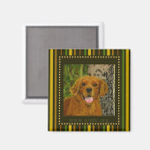 Gestreepte Golden Retriever Magnet AZGRC Magneet (Voorkant / Achterkant)