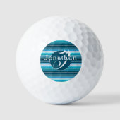 Gestreepte Golfaccessoires Persoonlijk Blauw Golfballen (Voorkant)