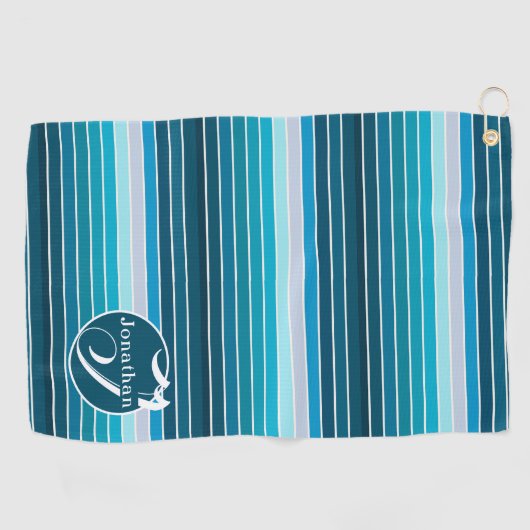 Gestreepte Golfen Accessoires gepersonaliseerd bla Golfhanddoek (Horizontaal)