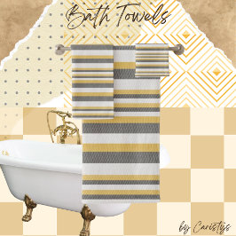 Gestreepte grijs, crème, gele handdoek