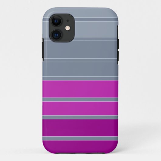 Gestreepte grijze paarse mode Case-Mate iPhone case (Achterkant)