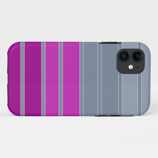 Gestreepte grijze paarse mode Case-Mate iPhone case (Achterkant (horizontaal))