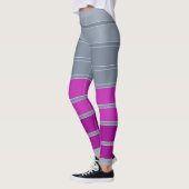 Gestreepte grijze paarse mode leggings (Links)