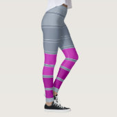 Gestreepte grijze paarse mode leggings (Rechts)