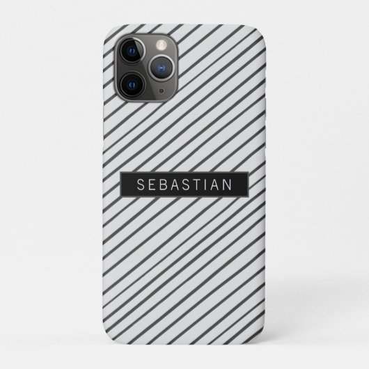 Gestreepte grijze witte patroon, speciaal aangepas Case-Mate iPhone case (Achterkant)