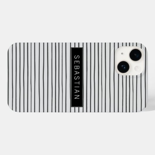 Gestreepte grijze witte patroon, speciaal aangepas Case-Mate iPhone case (Achterkant (horizontaal))