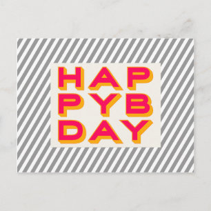 Gestreepte Happy Bday Typografie Briefkaart