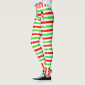 Gestreepte Happy Festive met Snowman en Snowflakes Leggings (Links)