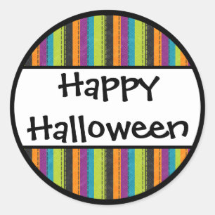 Gestreepte Happy Halloween Ronde Sticker