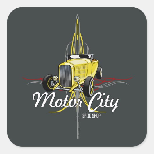 Gestreepte Hi-Boy Roadster Toolbox Decal Vierkante Sticker (Voorkant)