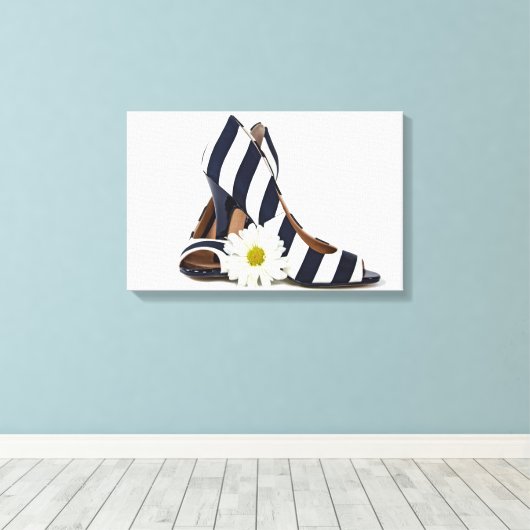 gestreepte hoge hakken met witte maaltijd canvas afdruk (Insitu (Houten vloer))