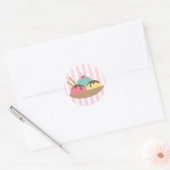 Gestreepte Ice Cream Sundae Ronde Sticker (Envelop)