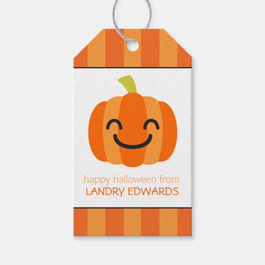 Gestreepte Jack o Lantern Personalized Cft Labels Cadeaulabel (Voorkant)