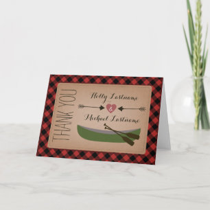 Gestreepte kano + Hart met pijlen bedankkaart