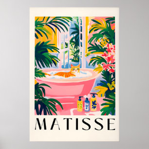 Gestreepte Kat Badkamer Print Grappige Matisse Sti