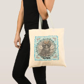Gestreepte Kat Fee Tote Bag (Voorkant (product))