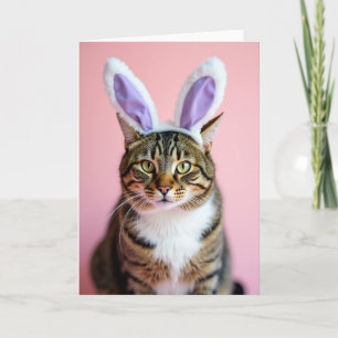 Gestreepte Kat Feestelijke Oren Portretkaart Kaart