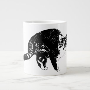 Gestreepte kat onder kerstverlichting extra grote beker