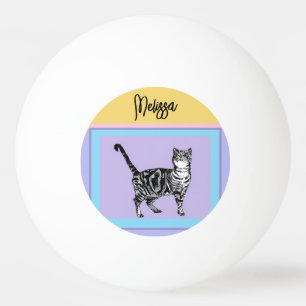 Gestreepte Kat Paarse Katten Dames Pastelkleuren Pingpongballen