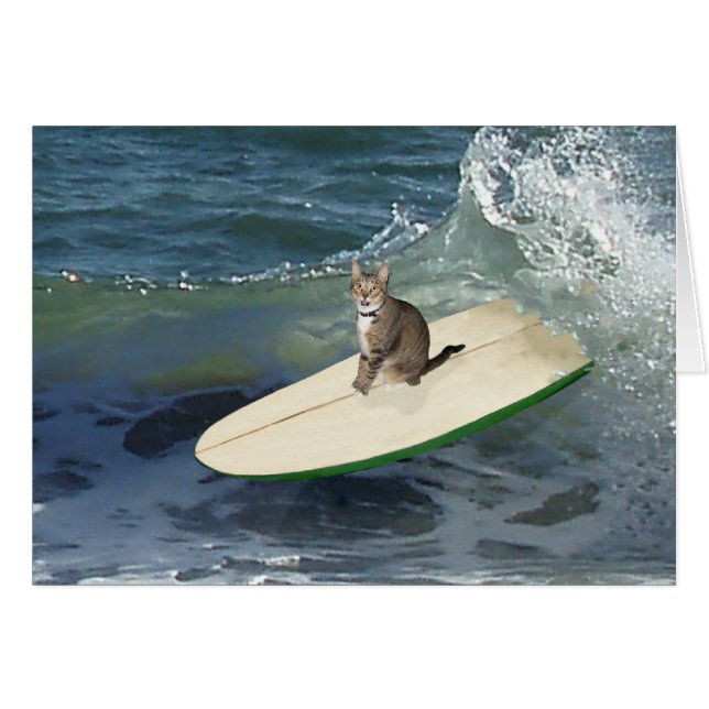 Gestreepte Kat Surft Op! (Voorkant Horizontaal)