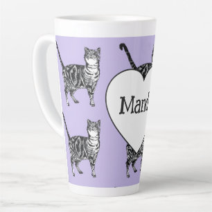 Gestreepte kat Whimsical licht paarse katten meisj Latte Mok