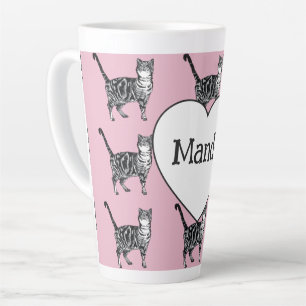 Gestreepte Kat Whimsical Licht Roze Katten Meisjes Latte Mok