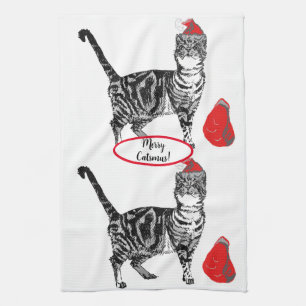 Gestreepte Katten Kerst Koele Kat Rood Witte Theed Theedoek