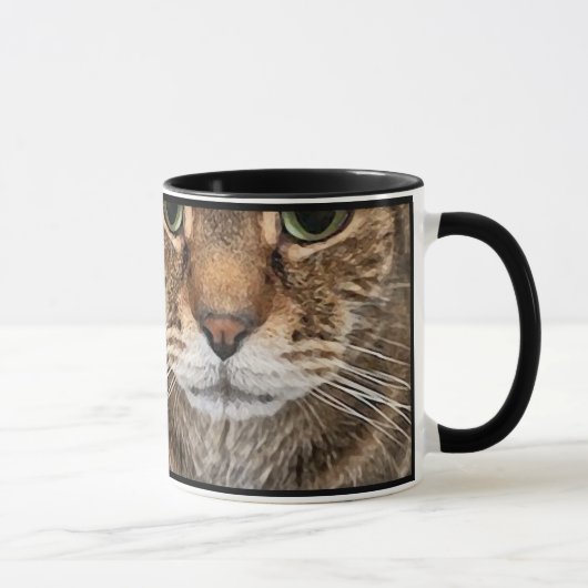 Gestreepte Kattengezicht en poten - Grappig Katach Mok (Rechts)