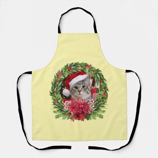 Gestreepte Kerstkrans Schort (Voorkant)