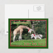 Gestreepte Kerstmis van de Giraffe Feestdagenkaart (Voorkant / Achterkant)