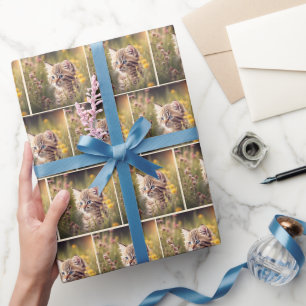 Gestreepte Kitten In Veldbloemen Cadeaupapier