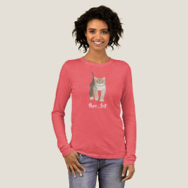 Gestreepte Kitten Rode Lange Mouwen Tri-Blend Shirt