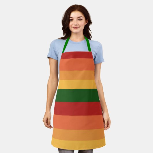 Gestreepte kleuren in het najaar schort (Gedragen)