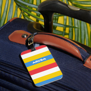 Gestreepte kleuren van de vlag van Aruba Bagagelabel