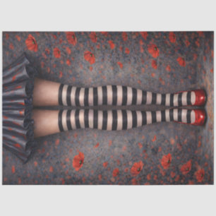 Gestreepte Kousen Rode Hoge Hakken Decoupage Papie Tissuepapier