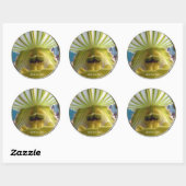 Gestreepte Lime Green Slipper Orchidee Wedding Sea Ronde Sticker (Vel)