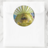 Gestreepte Lime Green Slipper Orchidee Wedding Sea Ronde Sticker (Tas)