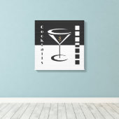 Gestreepte Martini Canvas Afdruk (Insitu (Houten vloer))