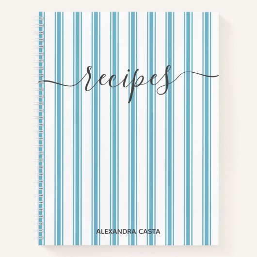 gestreepte minimalistische script aangepaste rece notitieboek (Voorkant)