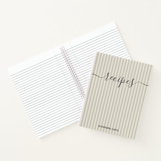 gestreepte minimalistische script aangepaste rece notitieboek (Binnen)