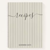 gestreepte minimalistische script aangepaste rece notitieboek (Voorkant)