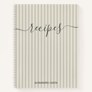 gestreepte minimalistische script aangepaste rece notitieboek