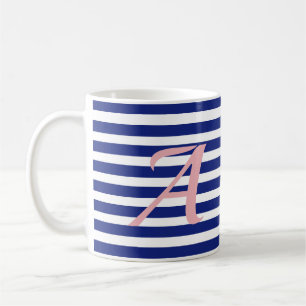 Gestreepte Mok Blauw Wit Personaliseren